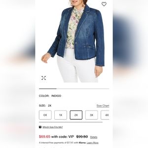 NWT - INC Jean Jacket size 2X
